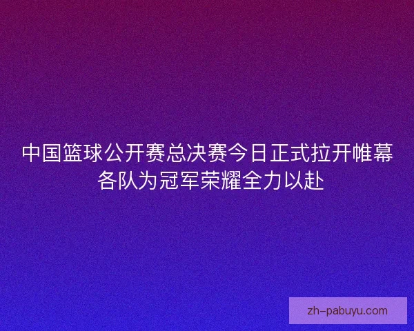 中国篮球公开赛总决赛今日正式拉开帷幕 各队为冠军荣耀全力以赴