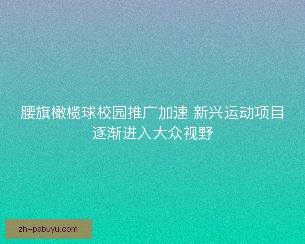 腰旗橄榄球校园推广加速 新兴运动项目逐渐进入大众视野 腰旗橄榄球校园推广加速 新兴运动项目逐渐进入大众视野