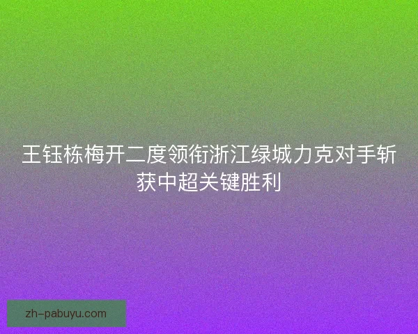 王钰栋梅开二度领衔浙江绿城力克对手斩获中超关键胜利
